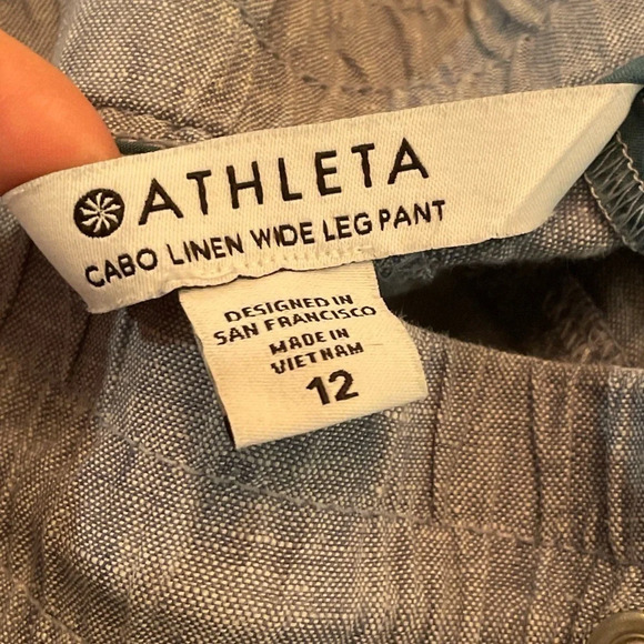 Athleta Spring 2021 Cabo Linen Wide Leg Pant Chambray Blue - Picture 2 of 9